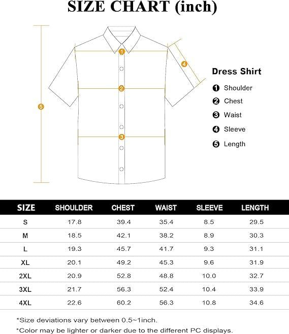 2-Pack Men's Stretch Slim Fit Short Sleeve Dress Shirts