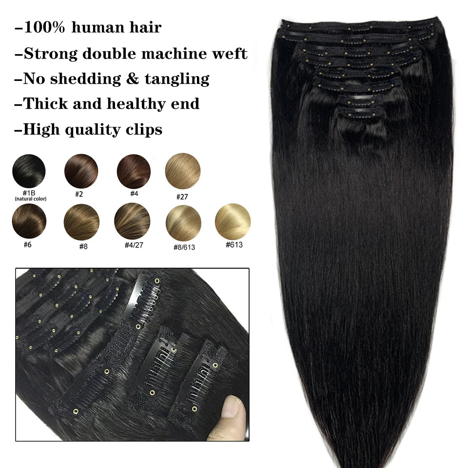 Human Hair Clip Extensions