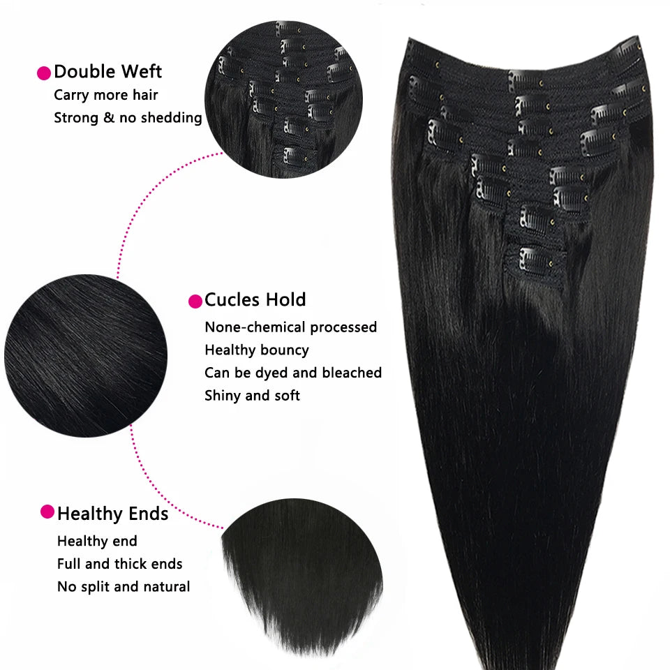 Human Hair Clip Extensions